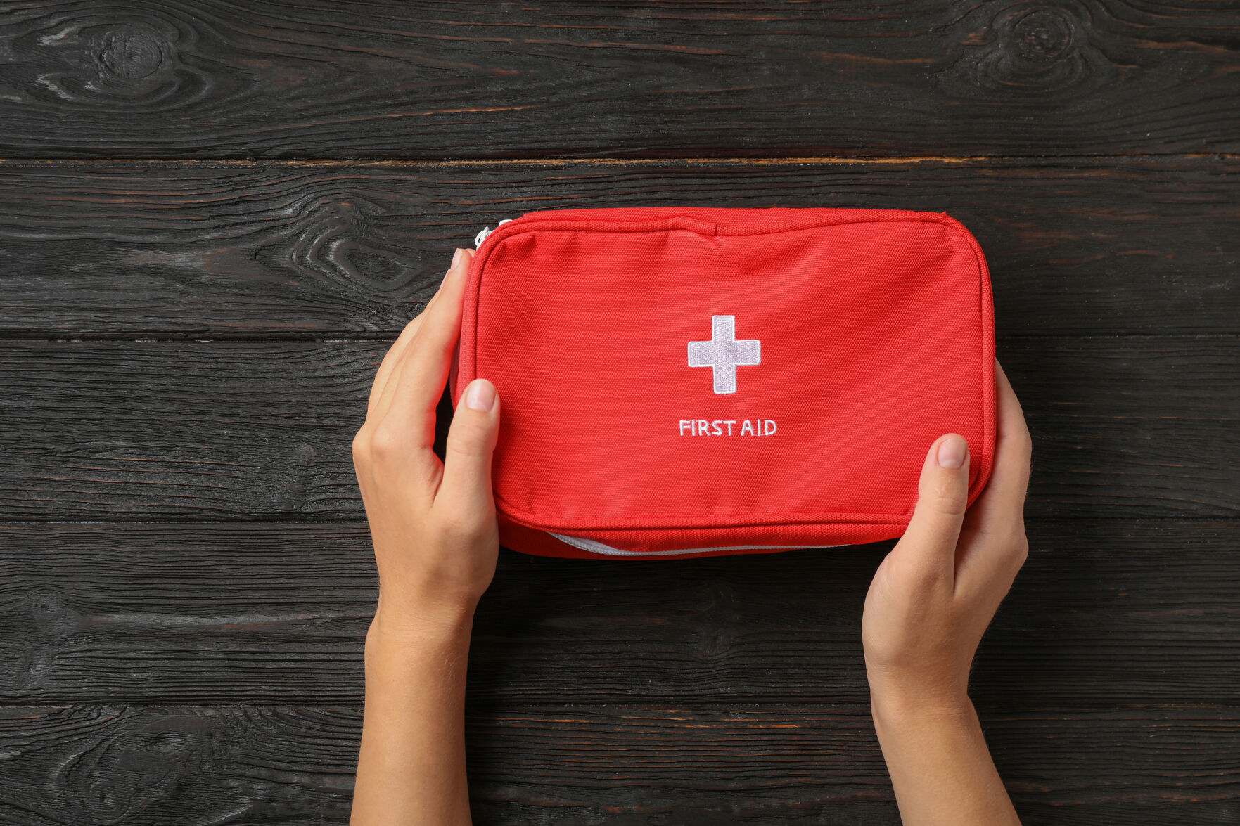 During hurricane season, first-aid kits should be stored in a waterproof container.
